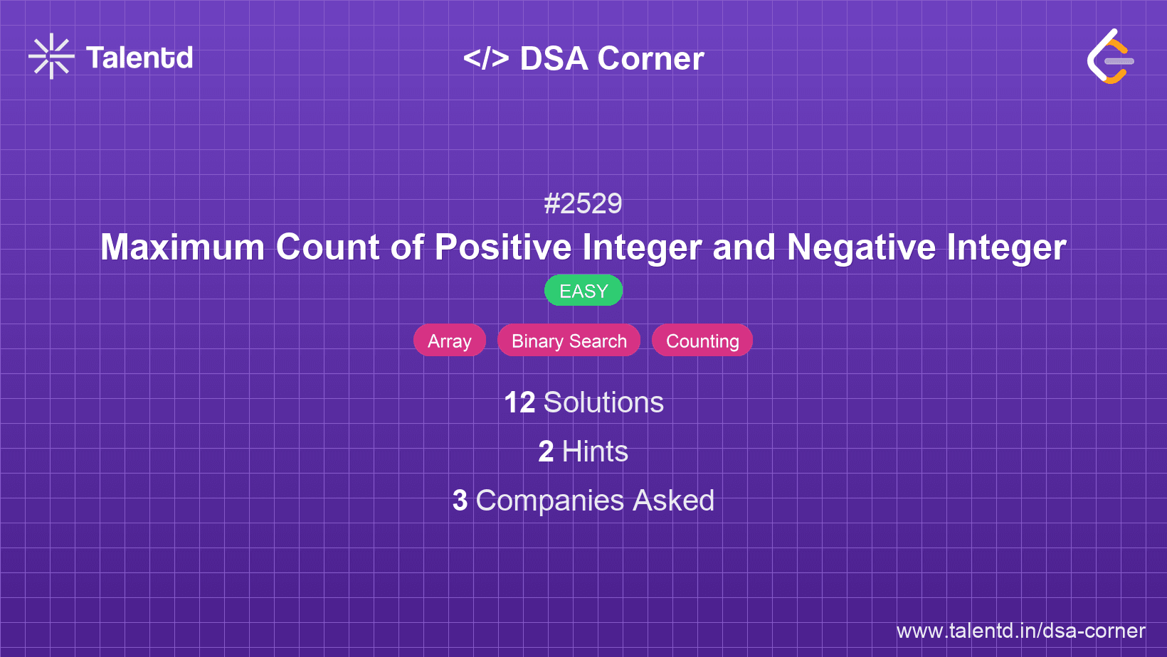 Problem visualization for Maximum Count of Positive Integer and Negative Integer