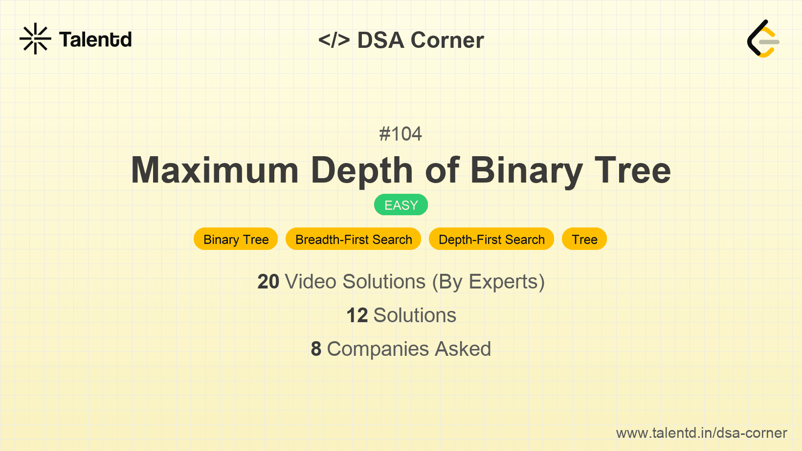 Problem visualization for Maximum Depth of Binary Tree