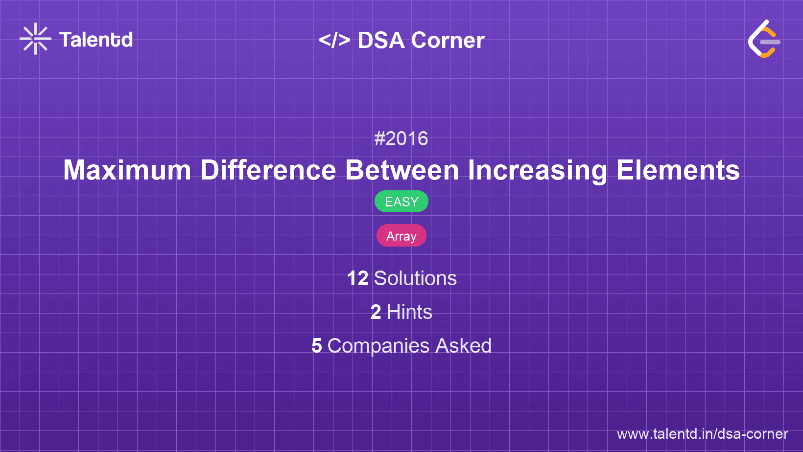 Problem visualization for Maximum Difference Between Increasing Elements