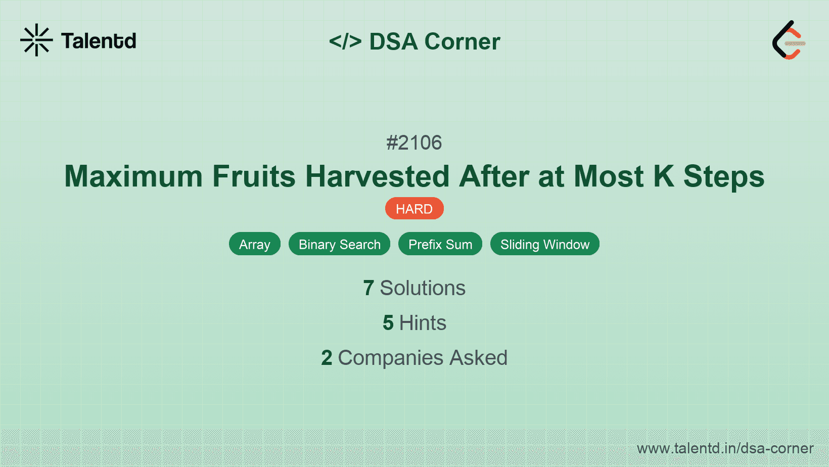 Problem visualization for Maximum Fruits Harvested After at Most K Steps
