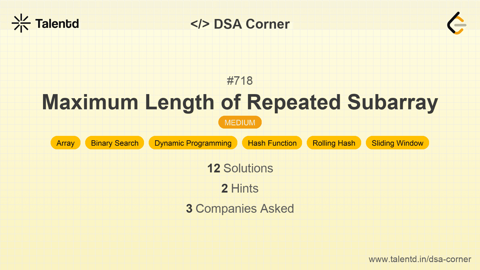 Problem visualization for Maximum Length of Repeated Subarray
