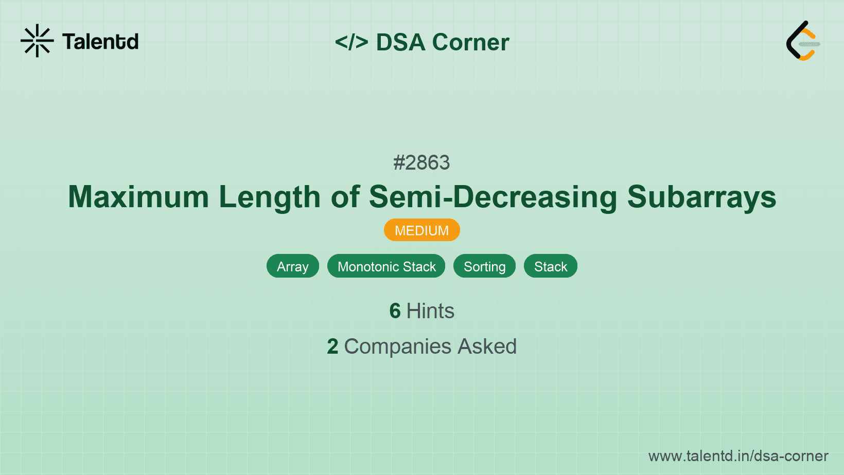 Problem visualization for Maximum Length of Semi-Decreasing Subarrays
