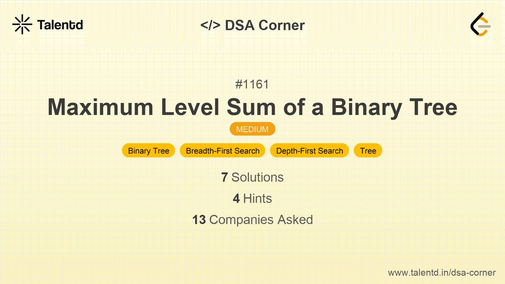 Problem visualization for Maximum Level Sum of a Binary Tree