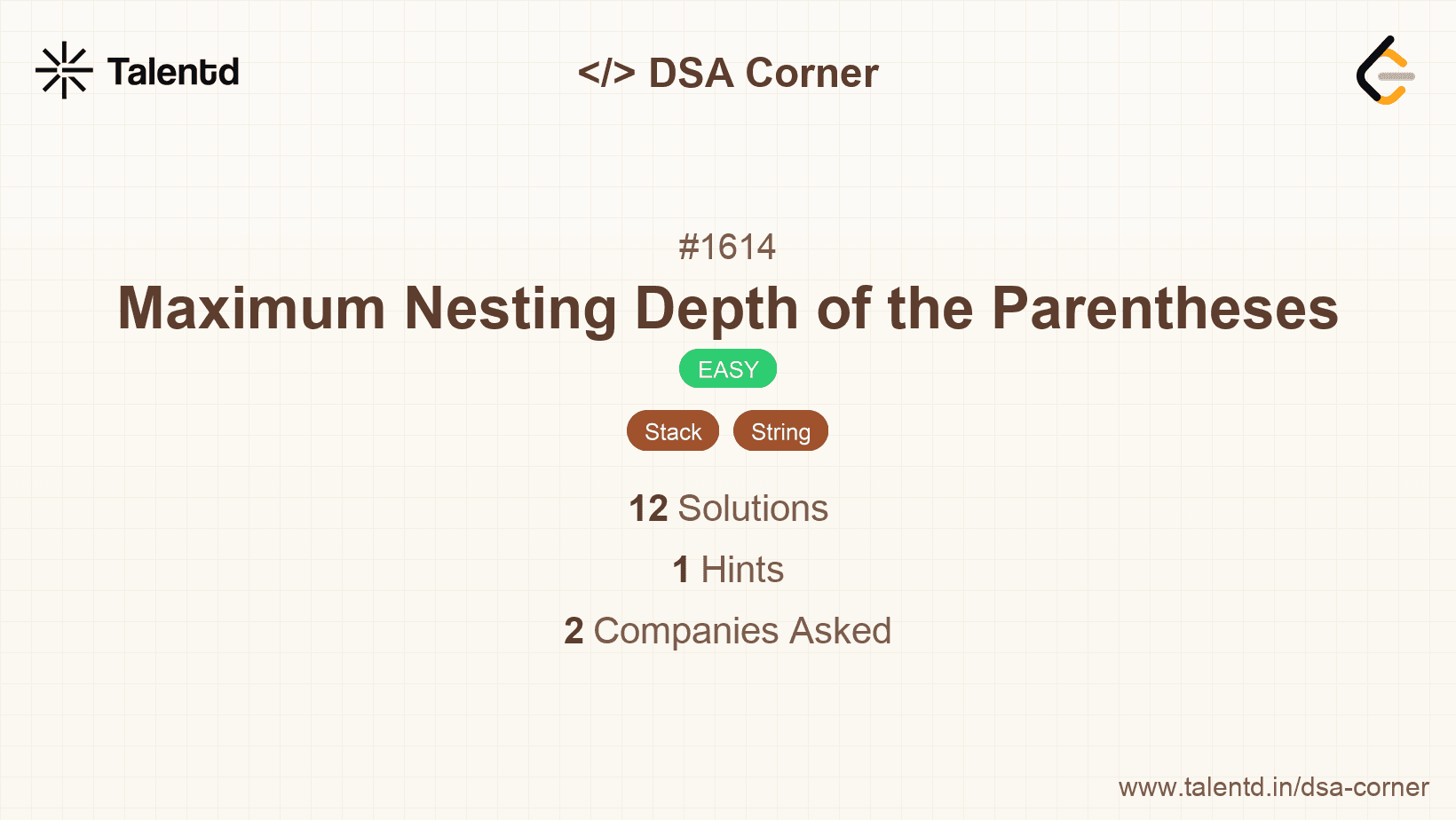 Problem visualization for Maximum Nesting Depth of the Parentheses