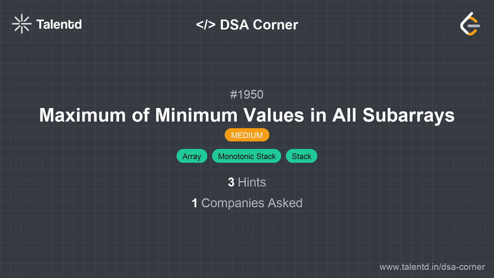 Problem visualization for Maximum of Minimum Values in All Subarrays