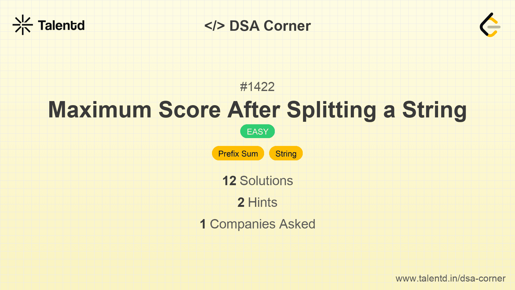 Problem visualization for Maximum Score After Splitting a String