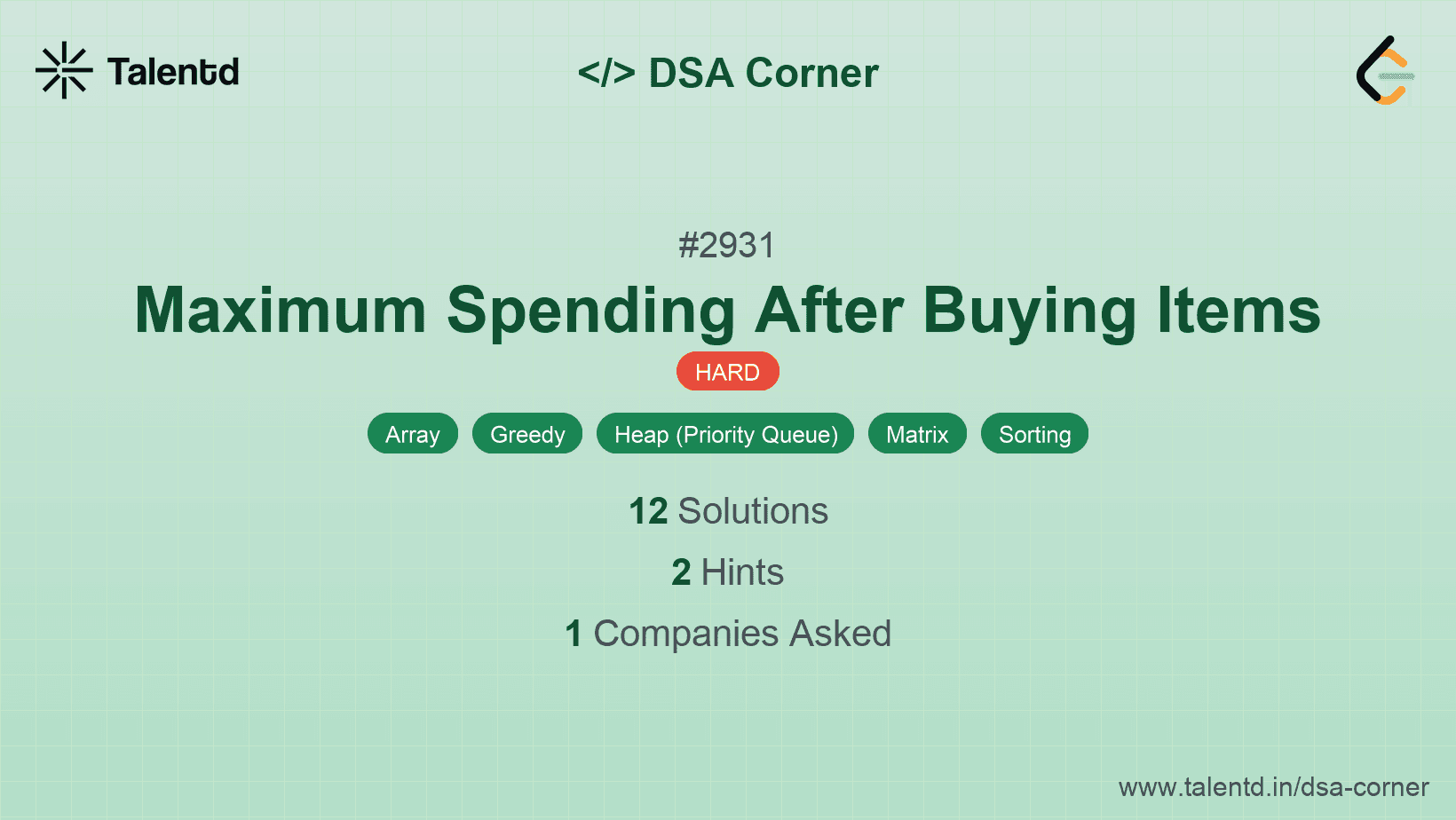 Problem visualization for Maximum Spending After Buying Items