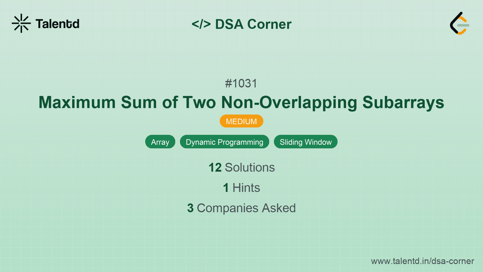 Problem visualization for Maximum Sum of Two Non-Overlapping Subarrays