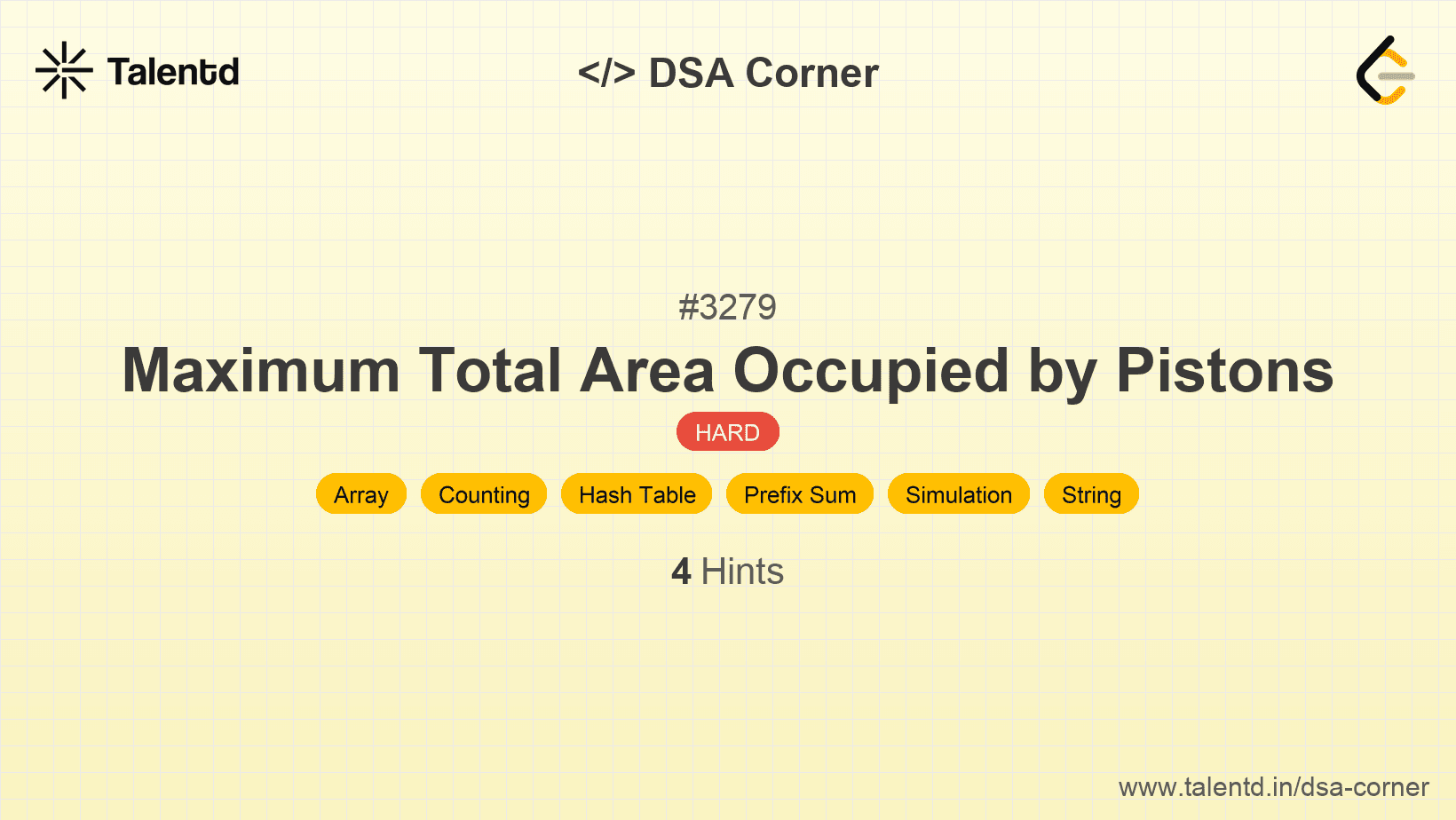 Problem visualization for Maximum Total Area Occupied by Pistons