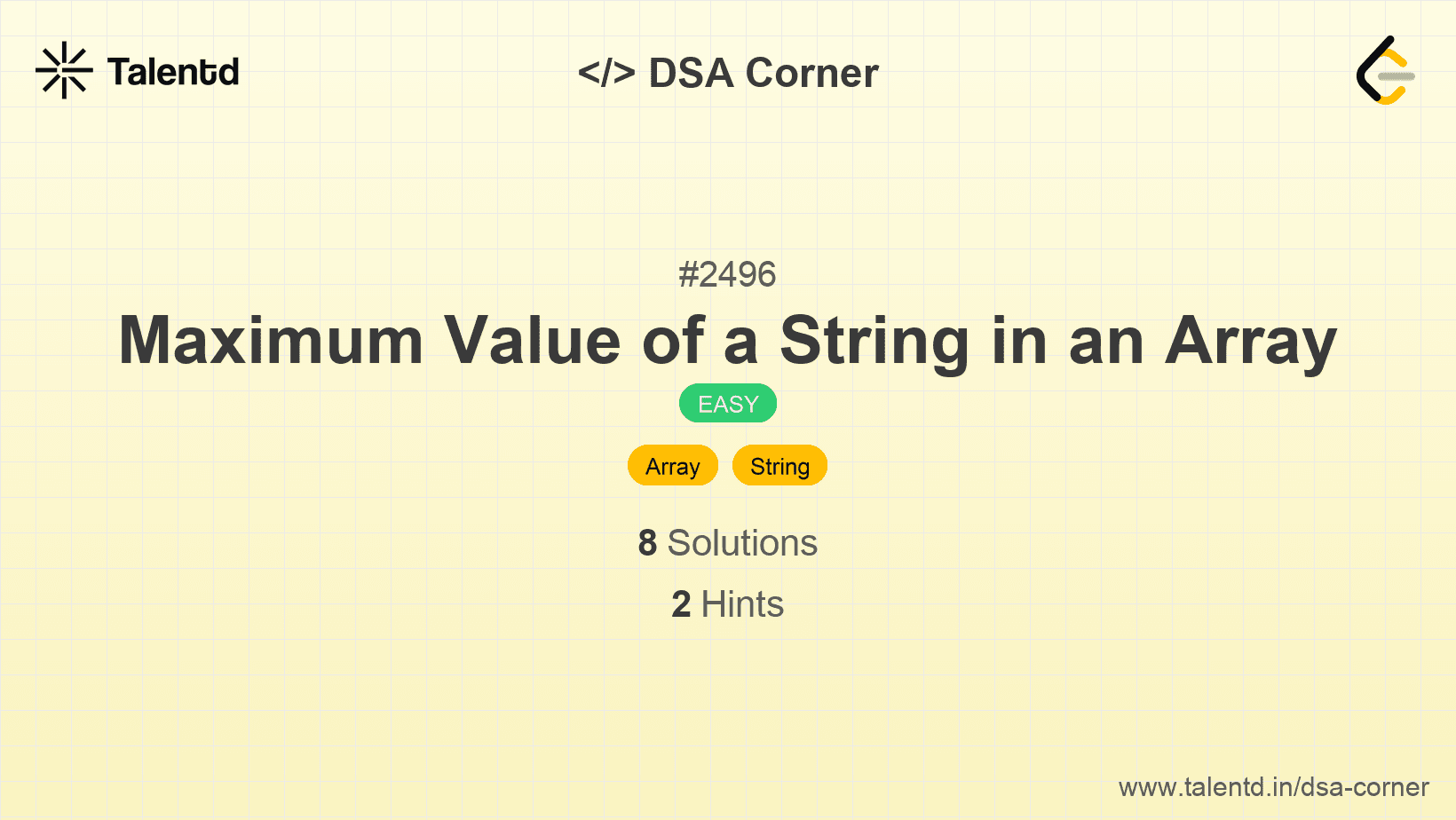 Problem visualization for Maximum Value of a String in an Array