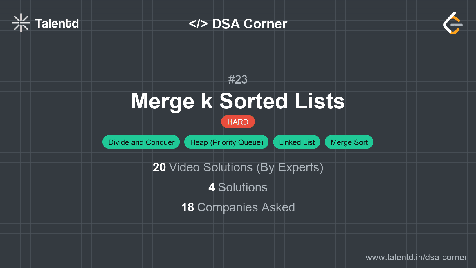 Problem visualization for Merge k Sorted Lists