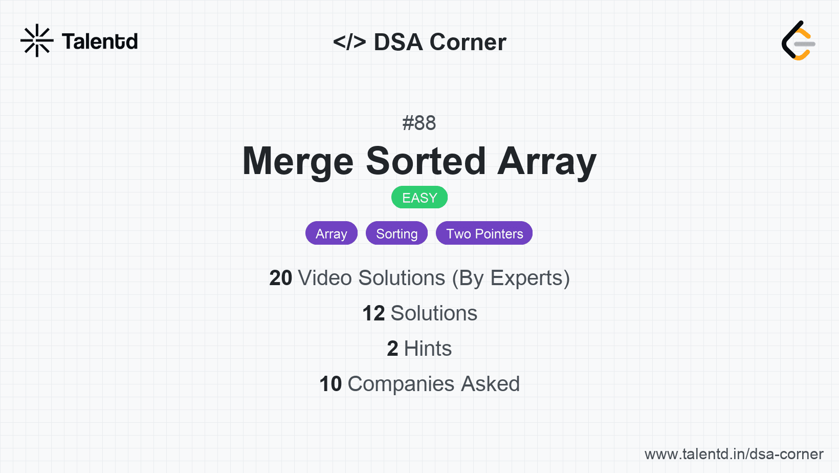 Problem visualization for Merge Sorted Array