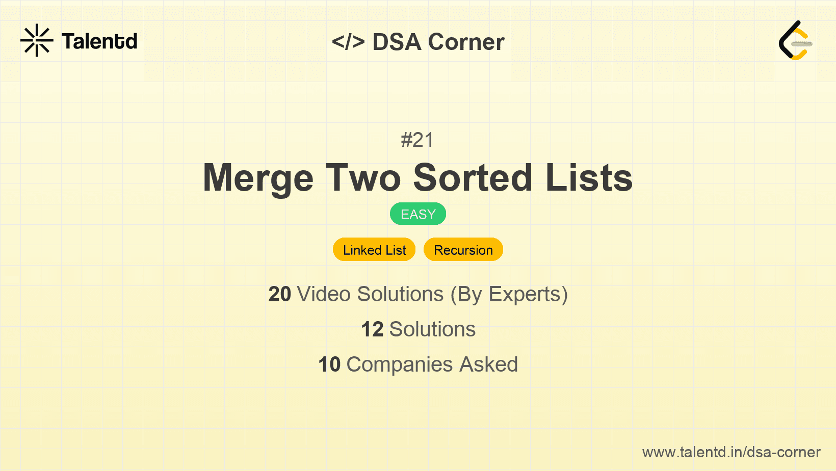 Problem visualization for Merge Two Sorted Lists