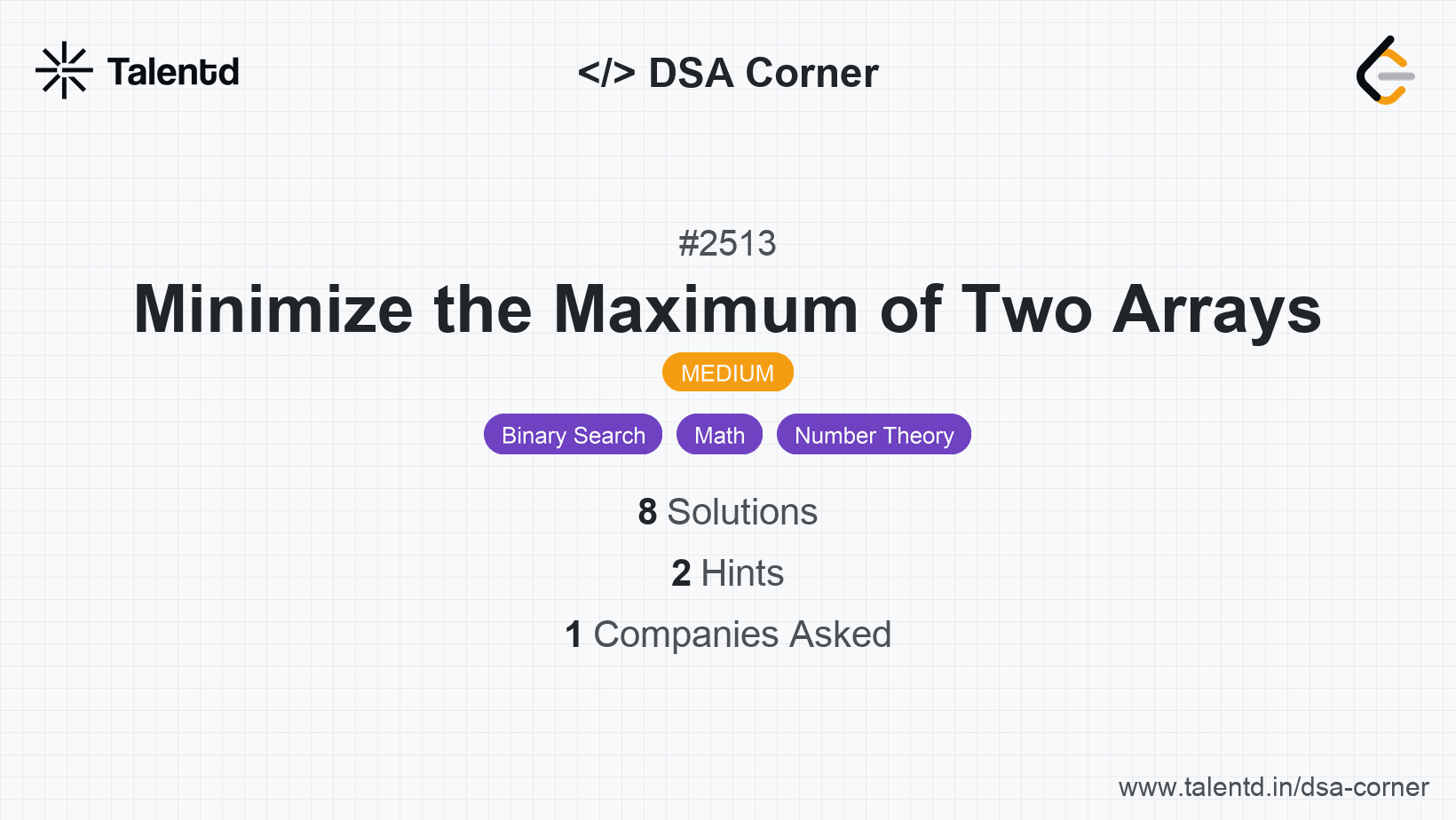 Problem visualization for Minimize the Maximum of Two Arrays