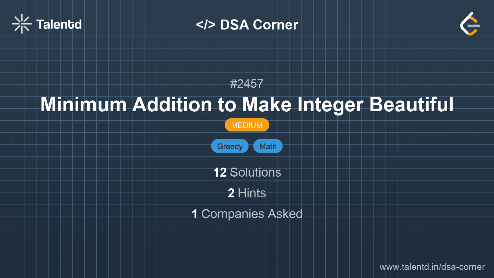 Problem visualization for Minimum Addition to Make Integer Beautiful