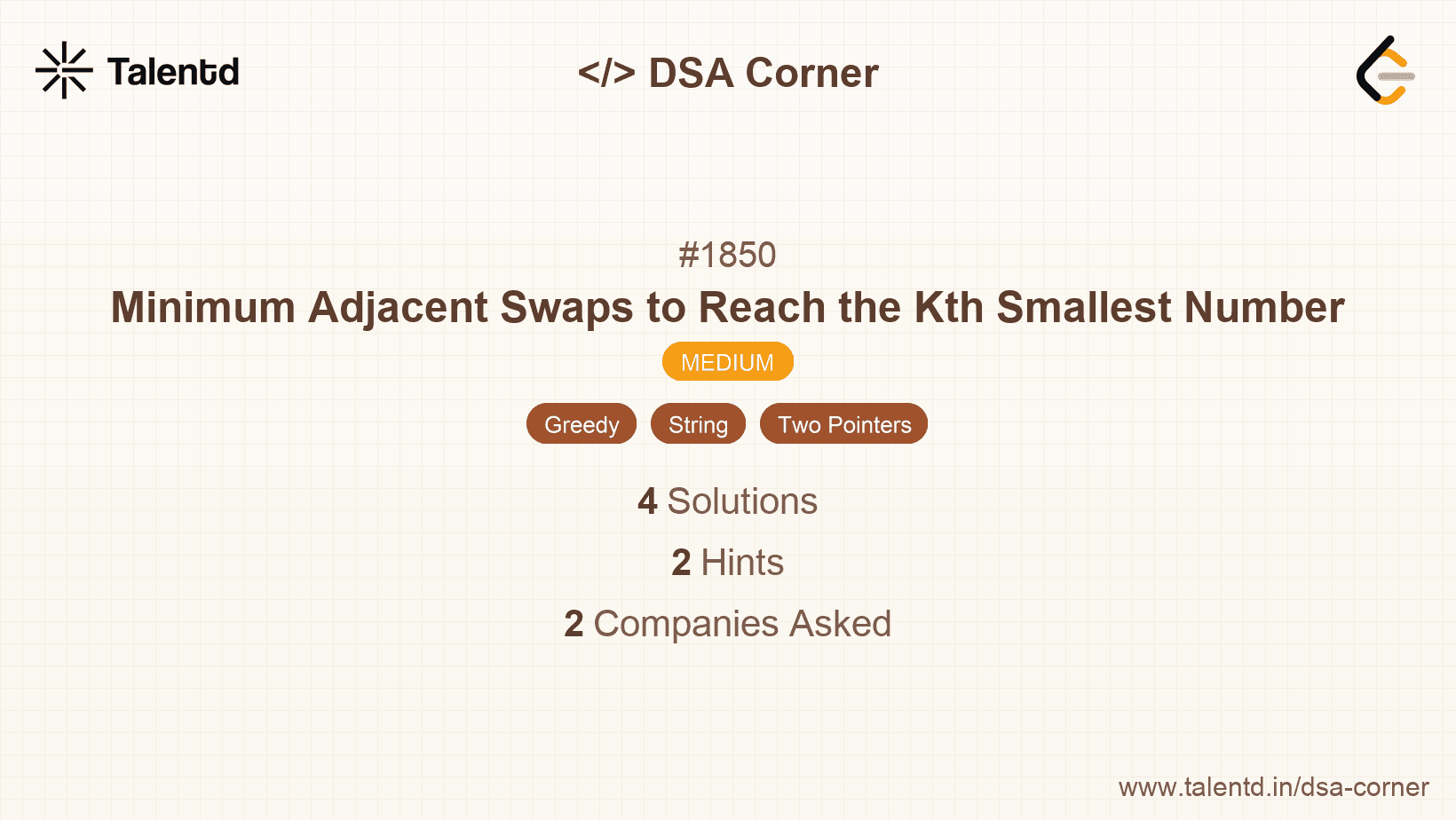 Problem visualization for Minimum Adjacent Swaps to Reach the Kth Smallest Number