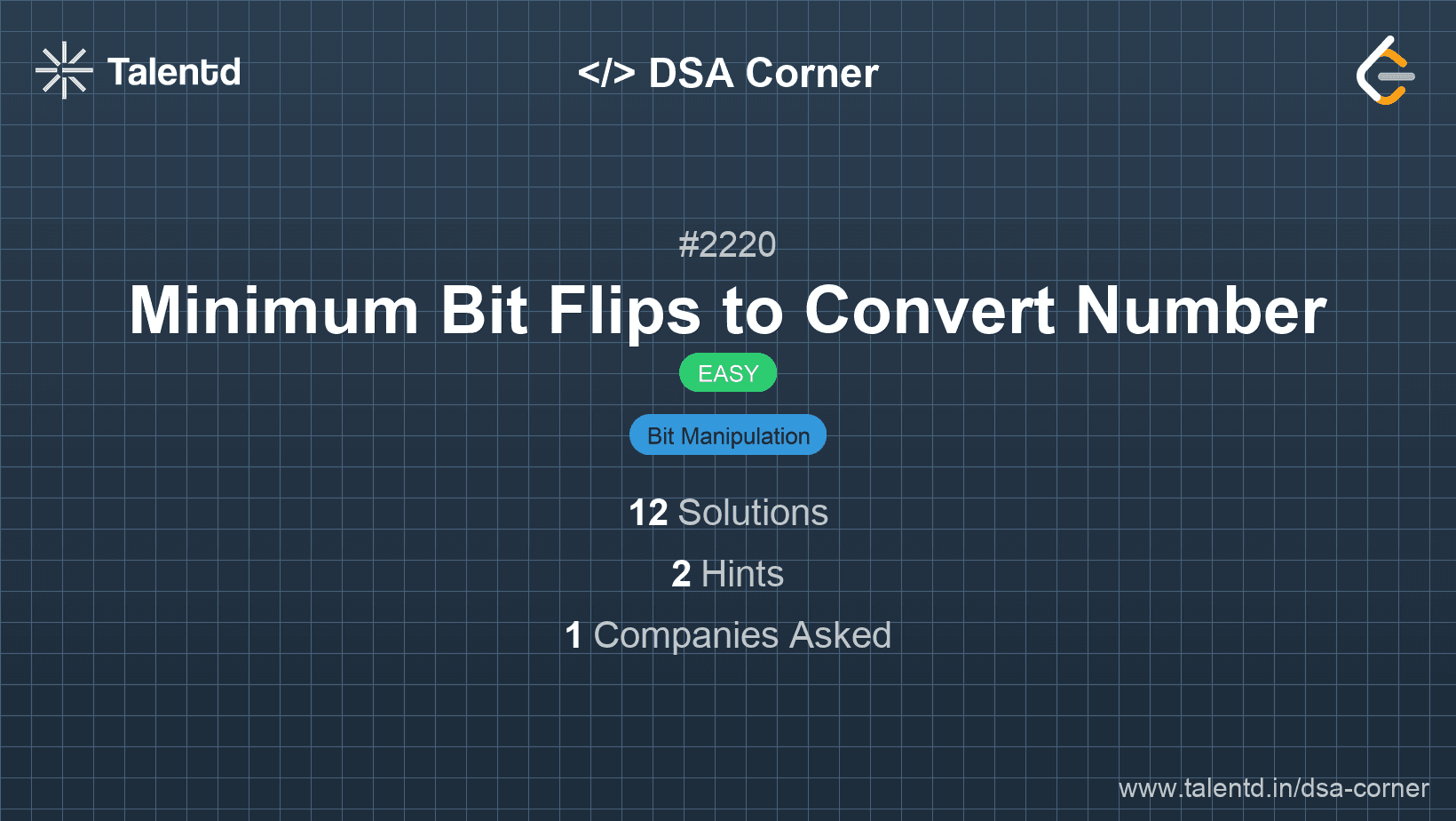 Problem visualization for Minimum Bit Flips to Convert Number