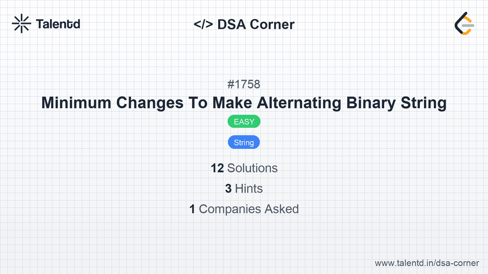 Problem visualization for Minimum Changes To Make Alternating Binary String