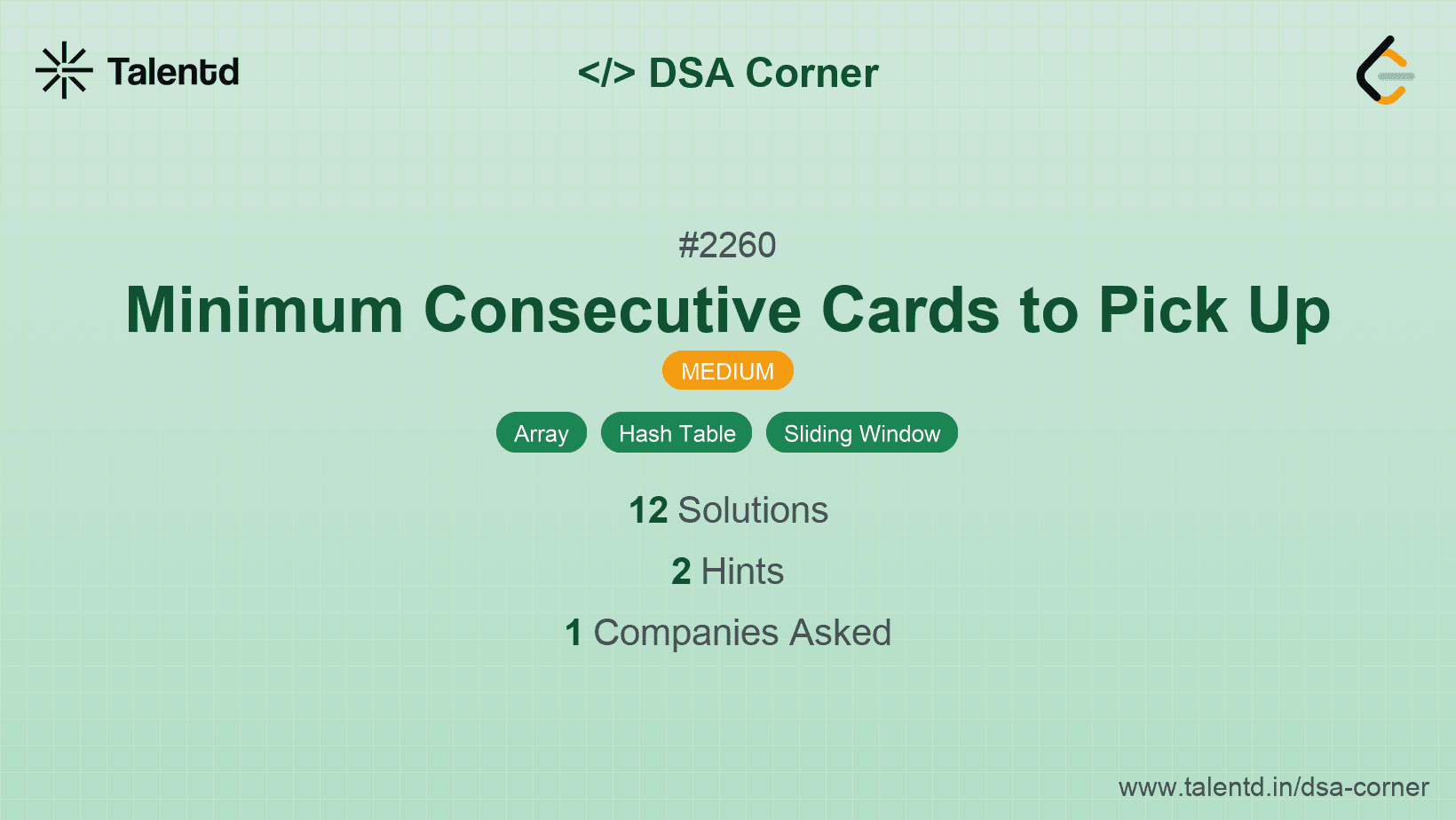 Problem visualization for Minimum Consecutive Cards to Pick Up