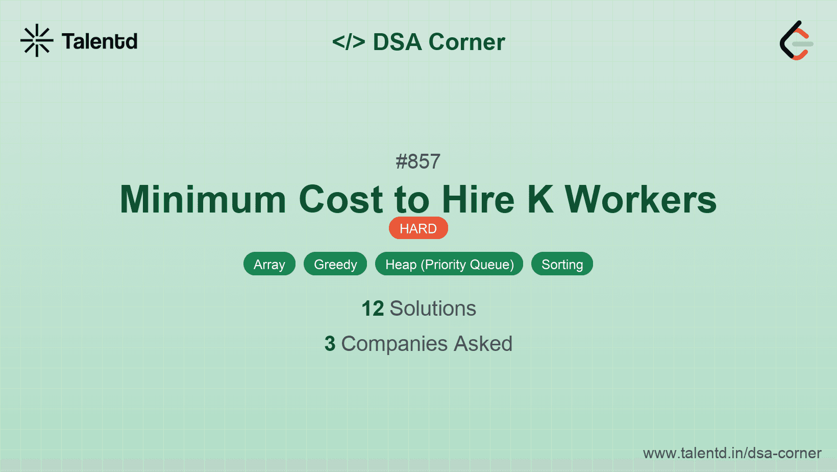 Problem visualization for Minimum Cost to Hire K Workers