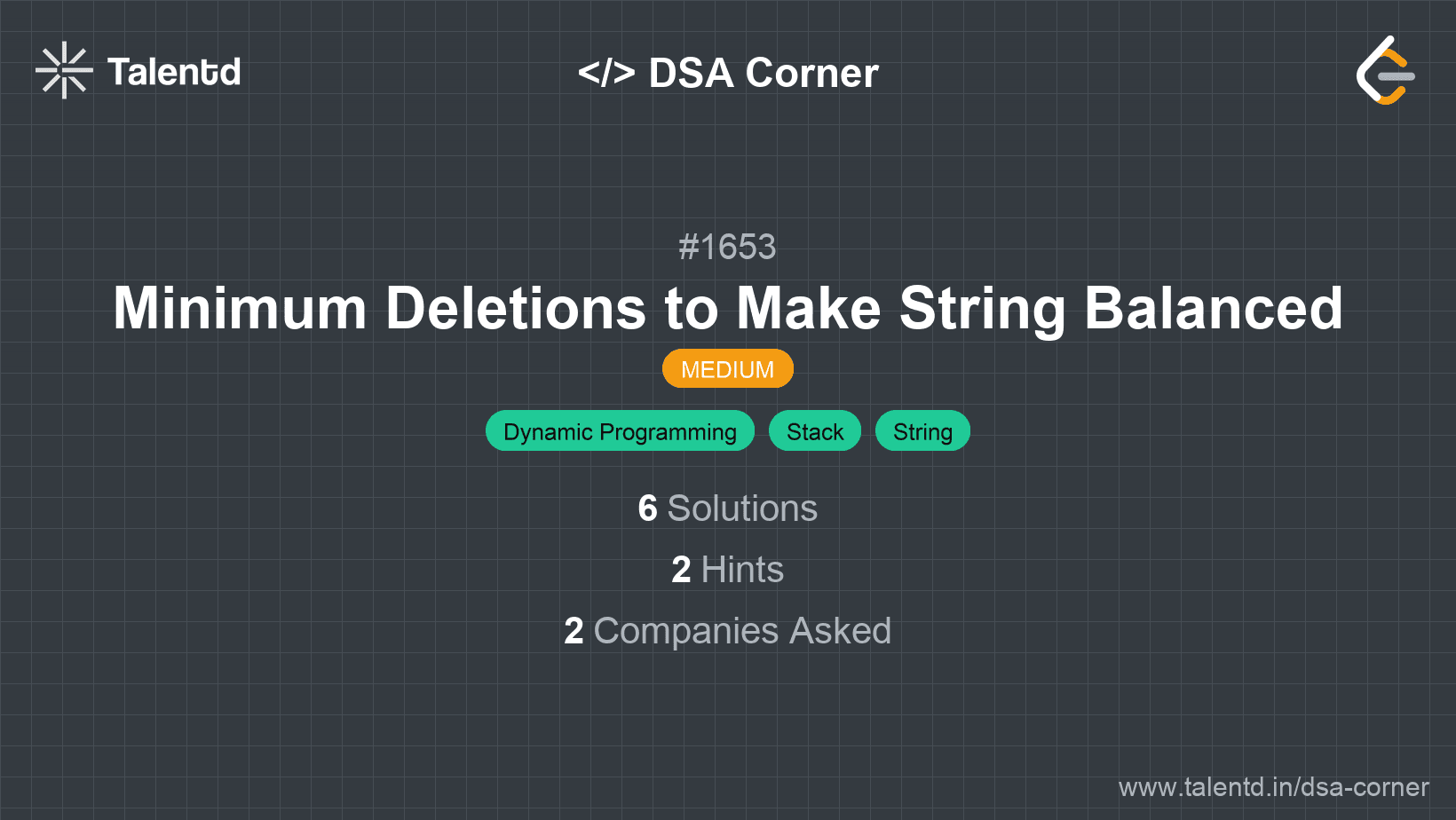Problem visualization for Minimum Deletions to Make String Balanced