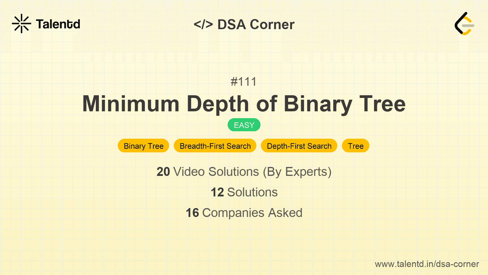 Problem visualization for Minimum Depth of Binary Tree