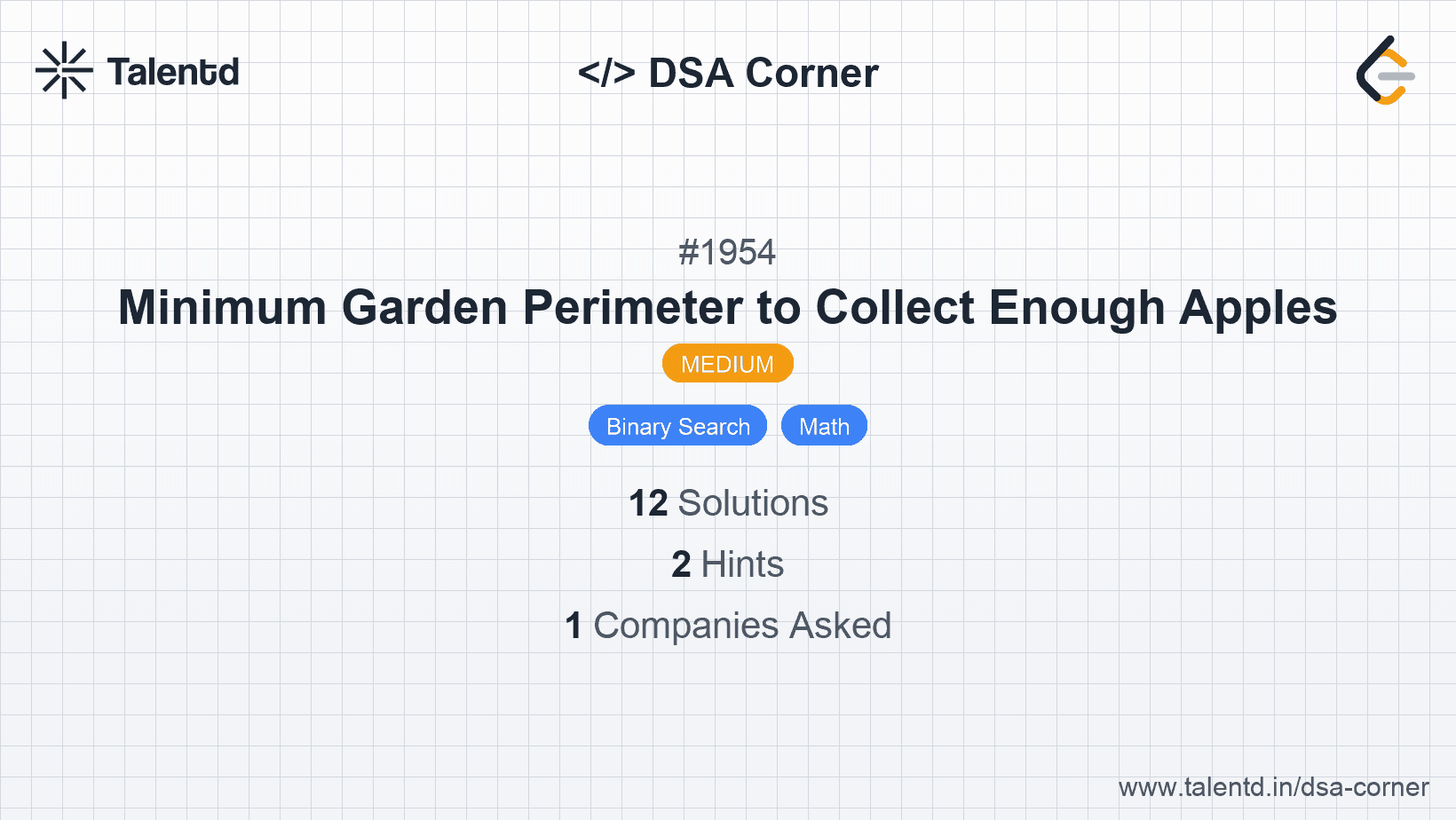 Problem visualization for Minimum Garden Perimeter to Collect Enough Apples