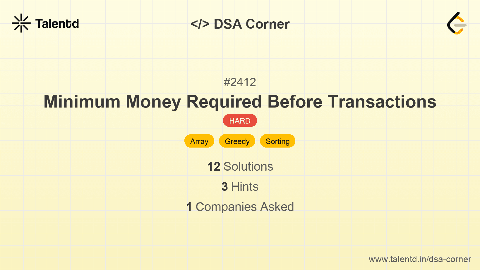Problem visualization for Minimum Money Required Before Transactions