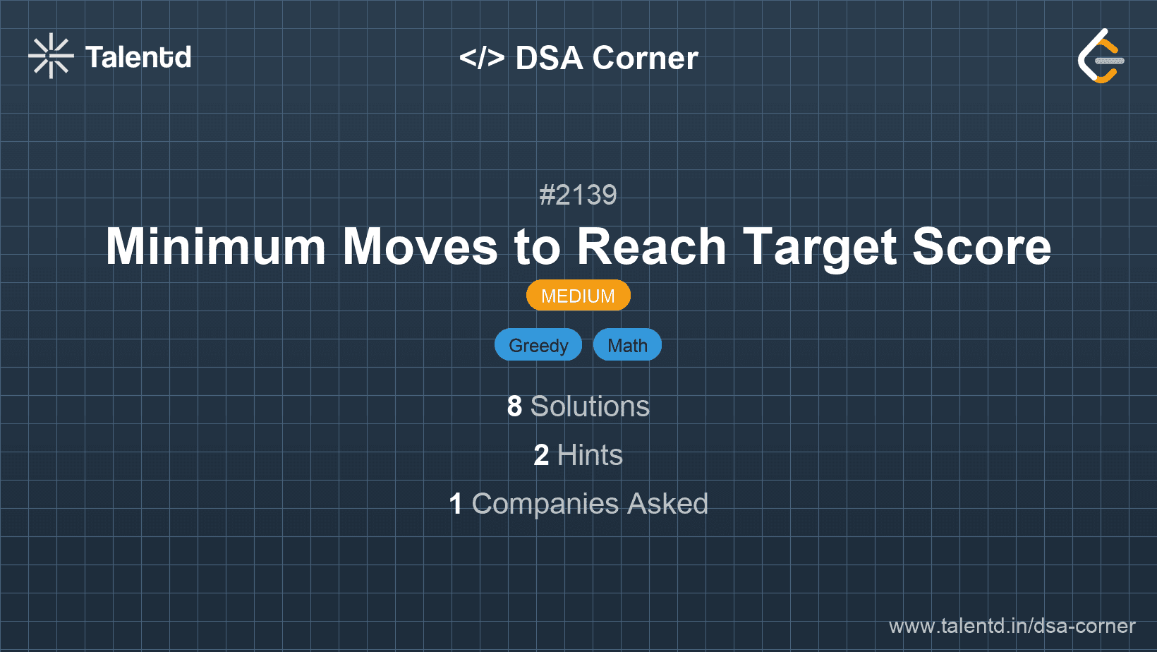 Problem visualization for Minimum Moves to Reach Target Score