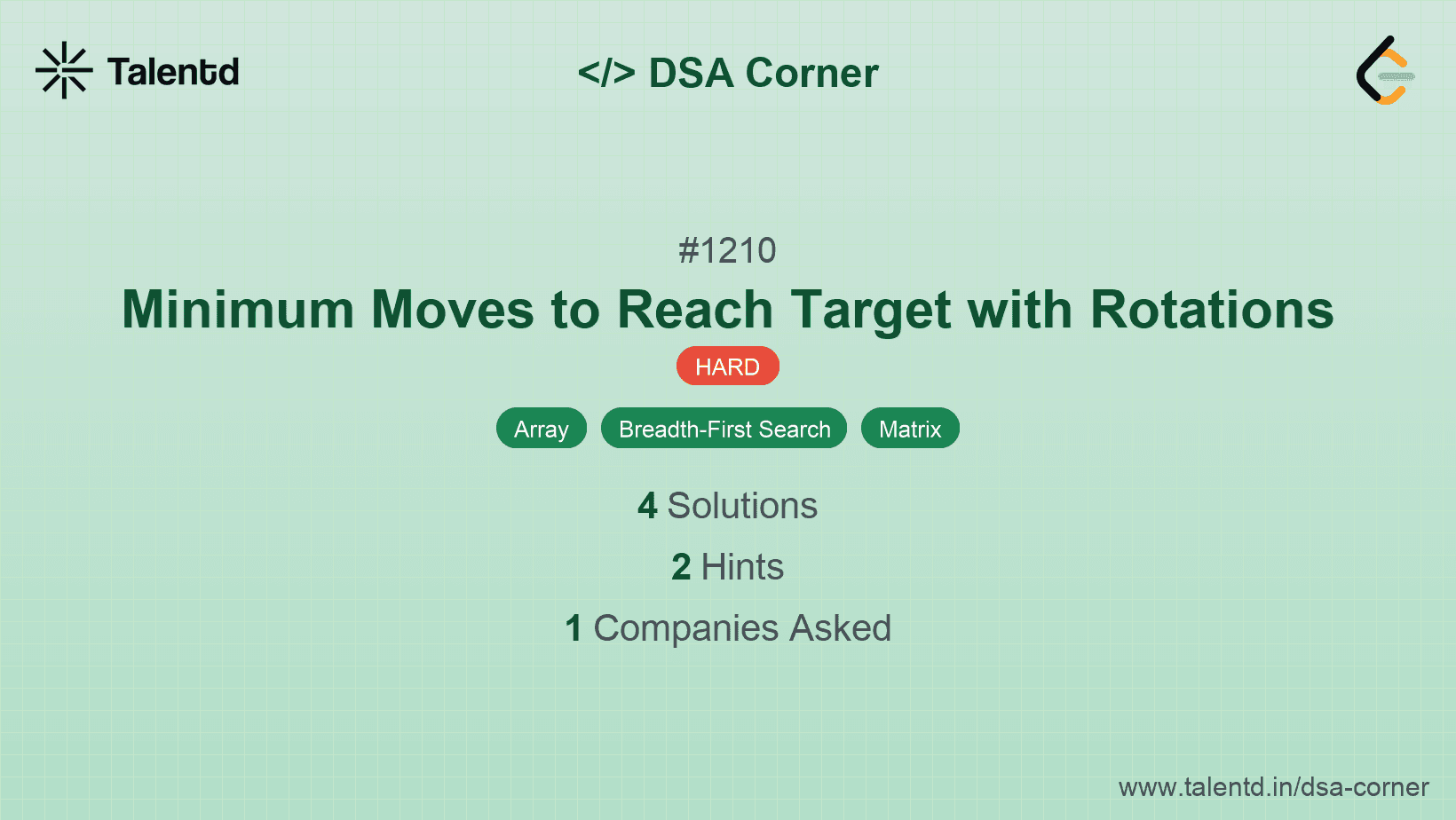Problem visualization for Minimum Moves to Reach Target with Rotations