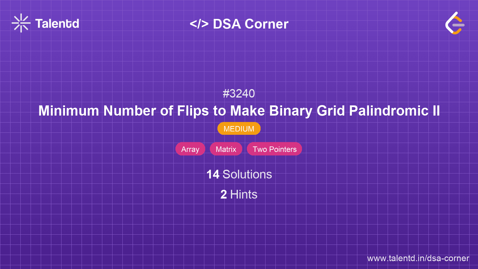 Problem visualization for Minimum Number of Flips to Make Binary Grid Palindromic II