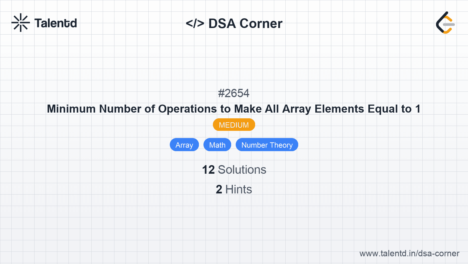 Problem visualization for Minimum Number of Operations to Make All Array Elements Equal to 1