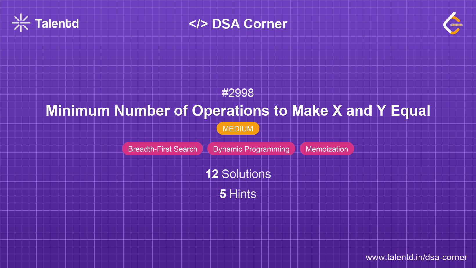 Problem visualization for Minimum Number of Operations to Make X and Y Equal