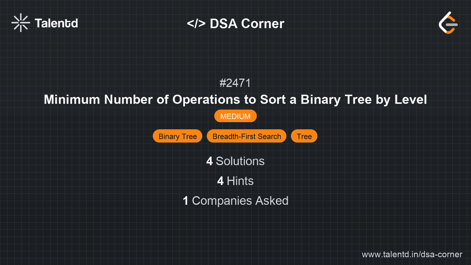 Problem visualization for Minimum Number of Operations to Sort a Binary Tree by Level