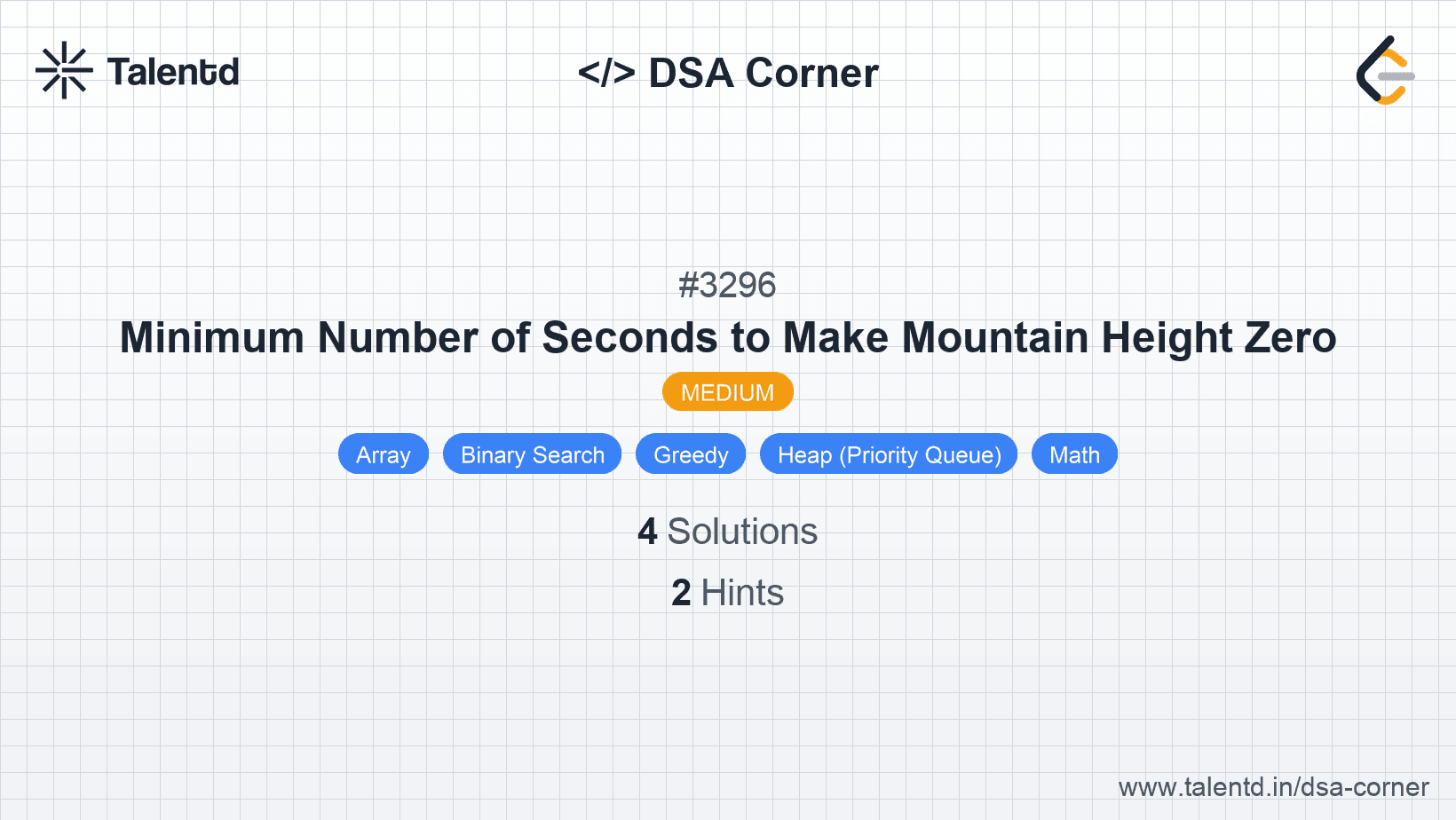 Problem visualization for Minimum Number of Seconds to Make Mountain Height Zero