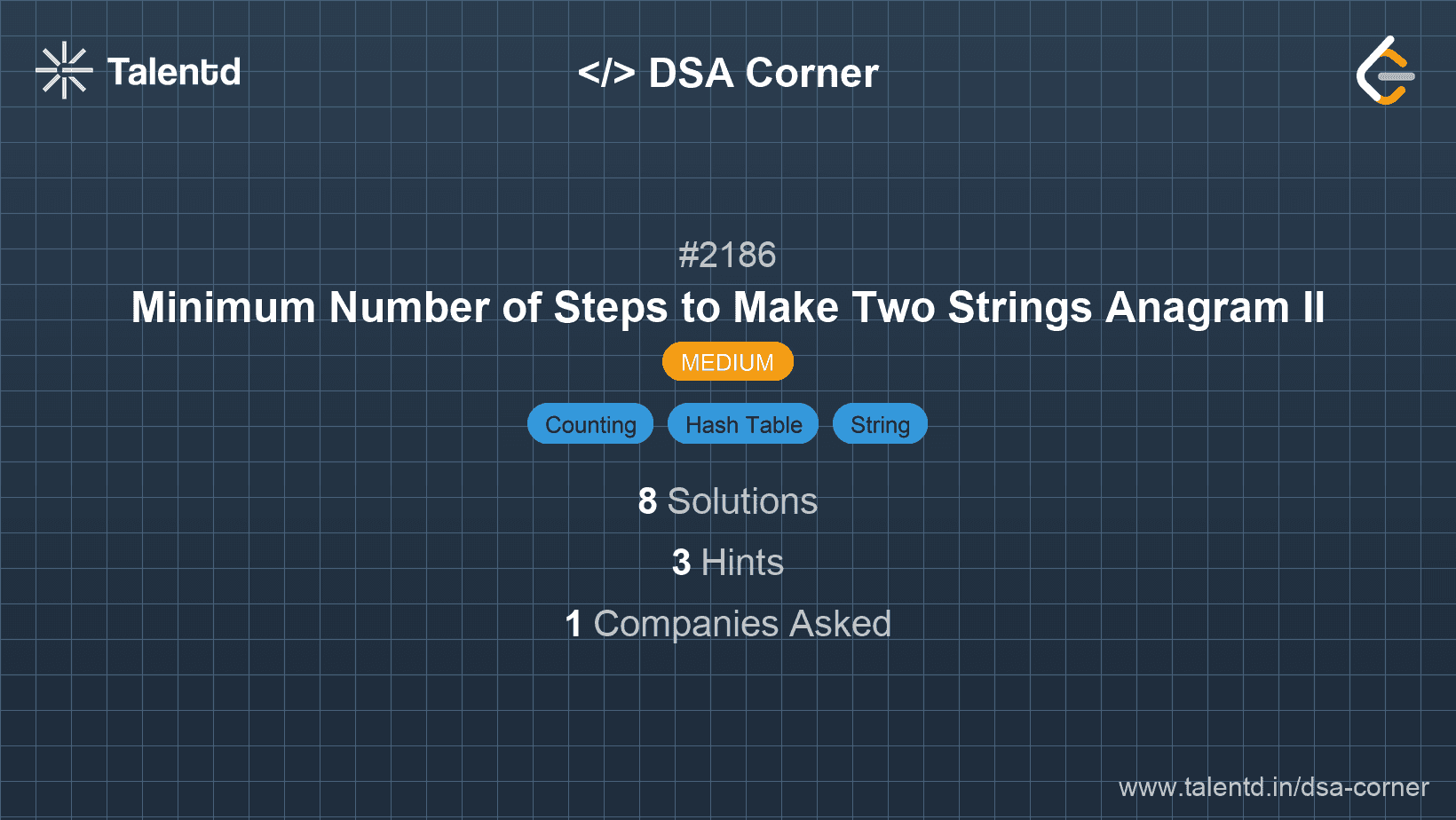 Problem visualization for Minimum Number of Steps to Make Two Strings Anagram II