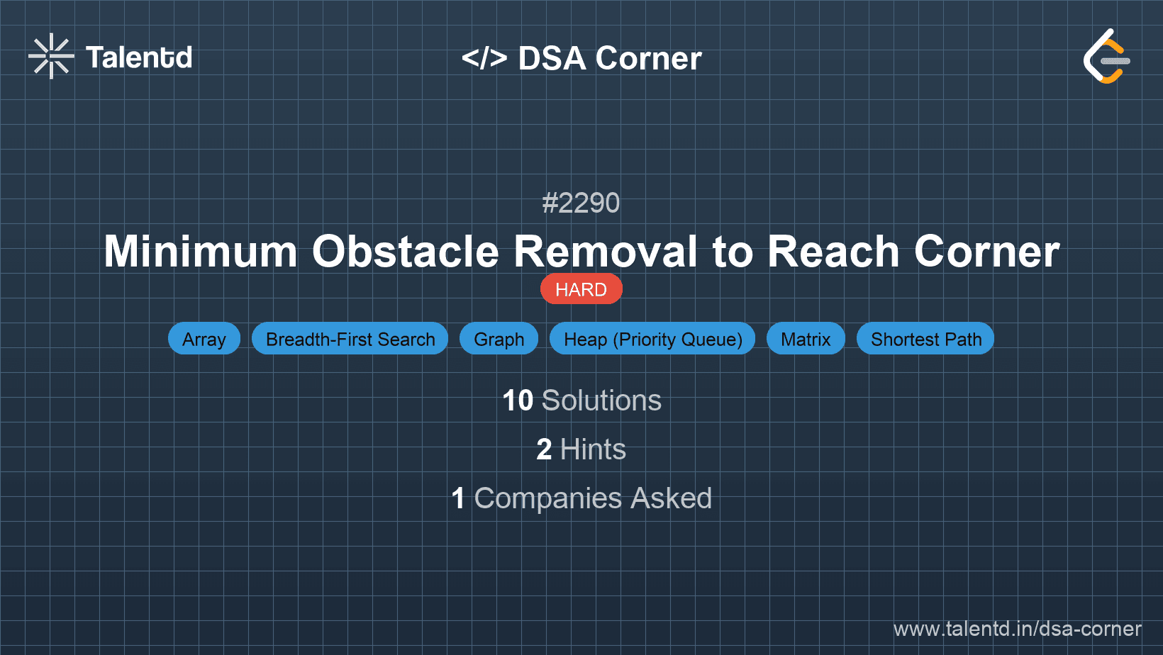 Problem visualization for Minimum Obstacle Removal to Reach Corner