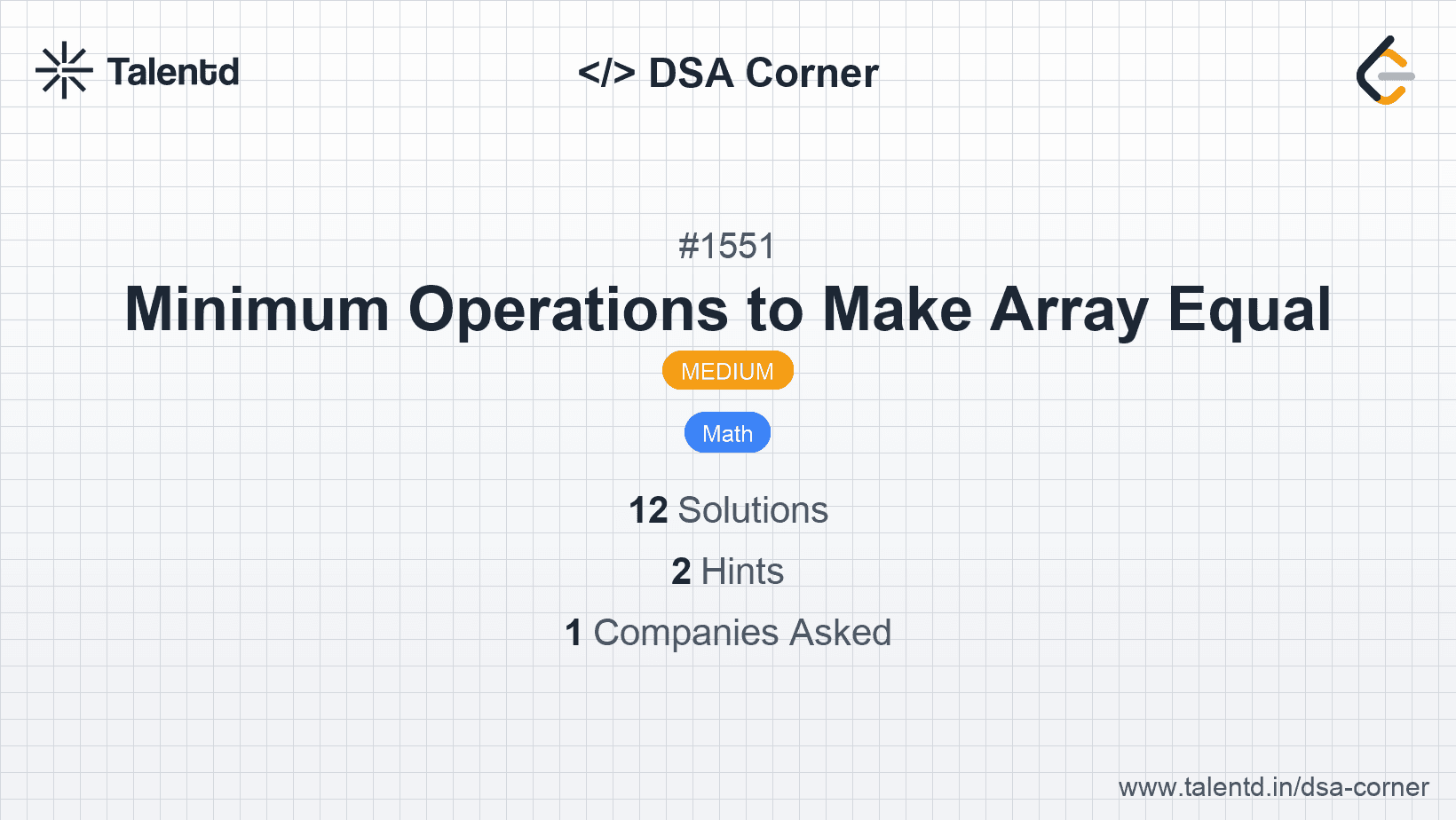 Problem visualization for Minimum Operations to Make Array Equal