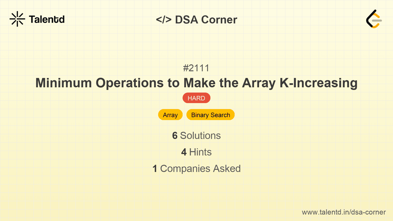 Problem visualization for Minimum Operations to Make the Array K-Increasing
