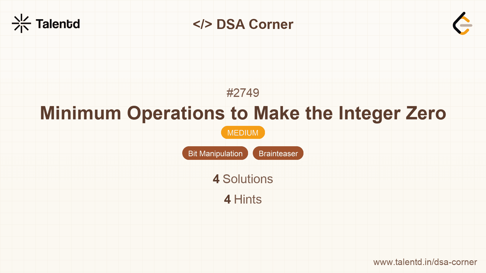 Problem visualization for Minimum Operations to Make the Integer Zero