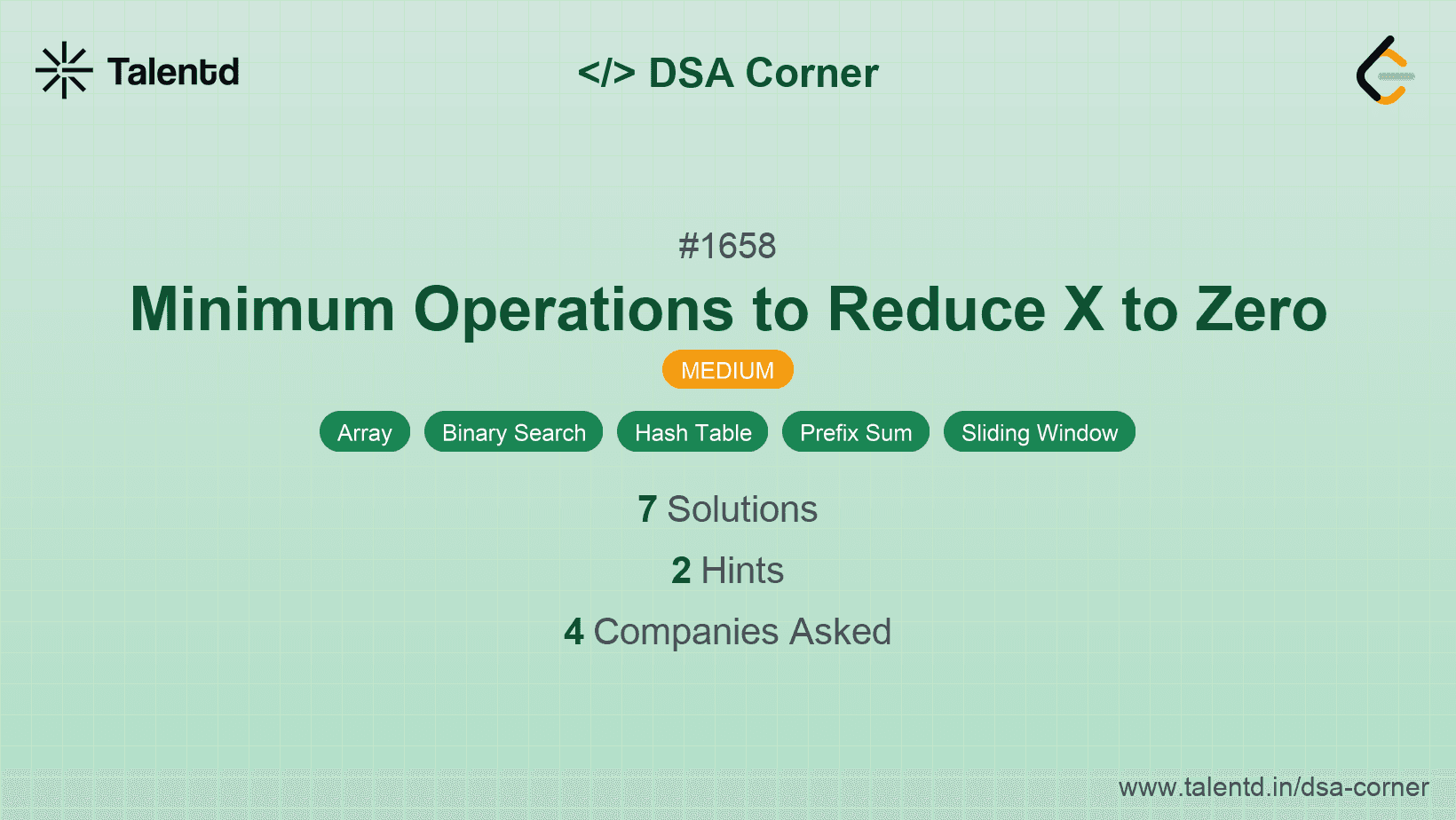 Problem visualization for Minimum Operations to Reduce X to Zero
