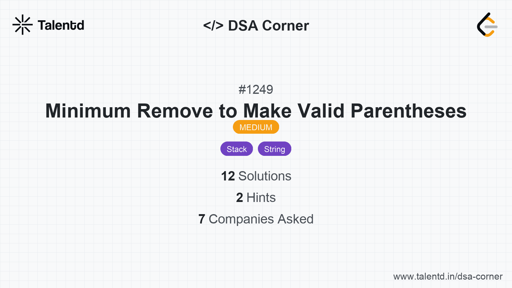 Problem visualization for Minimum Remove to Make Valid Parentheses