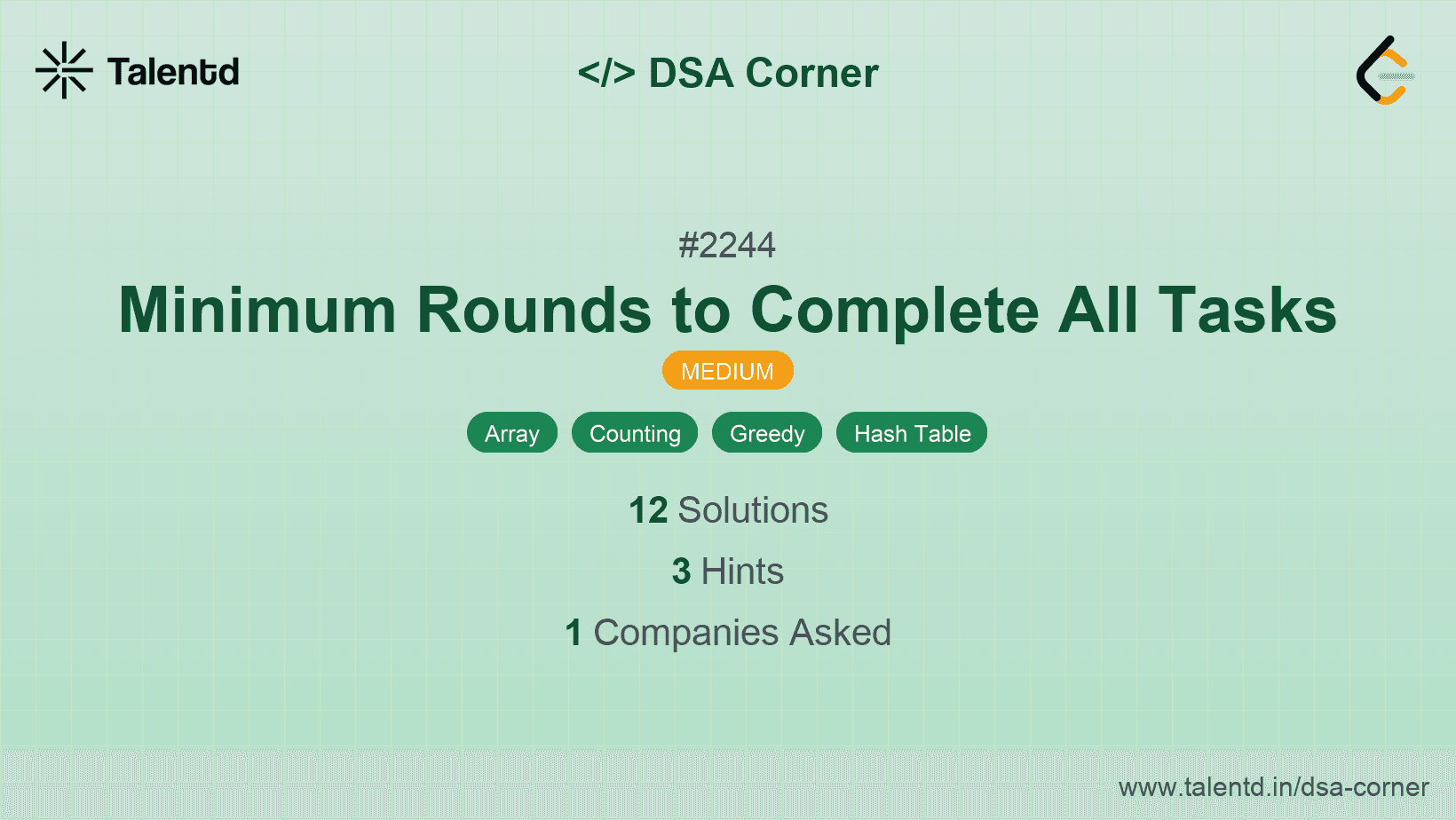Problem visualization for Minimum Rounds to Complete All Tasks