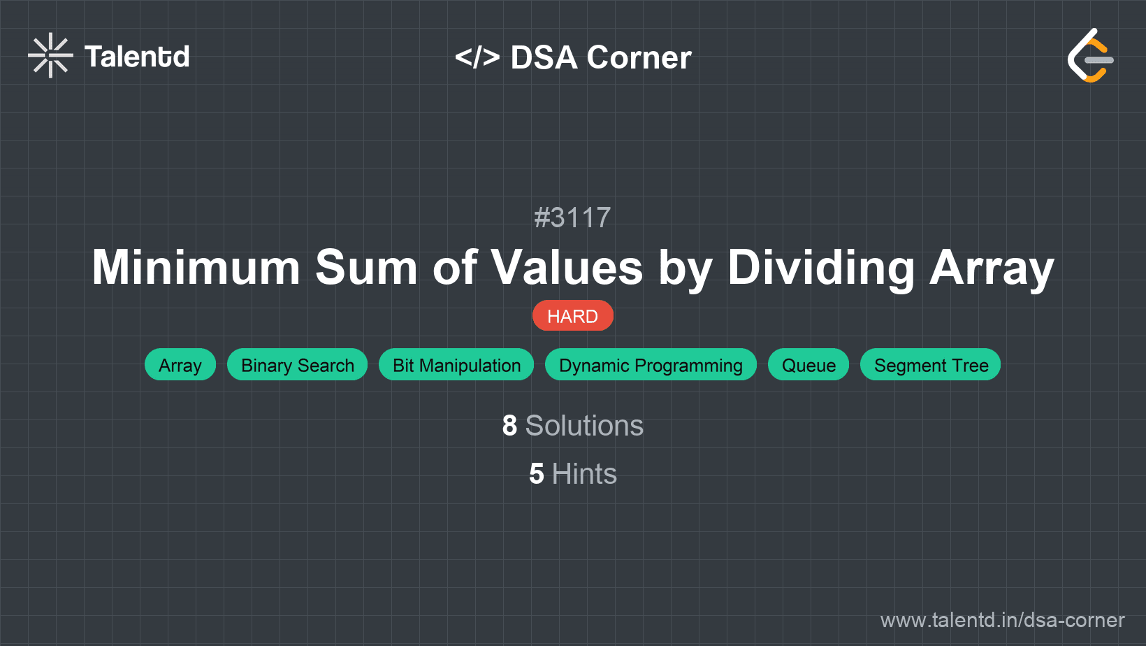 Problem visualization for Minimum Sum of Values by Dividing Array