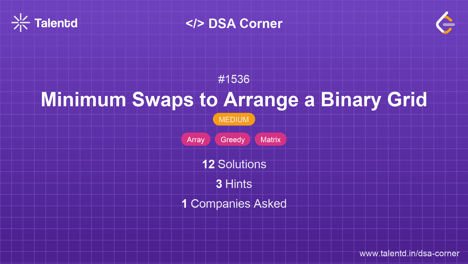 Problem visualization for Minimum Swaps to Arrange a Binary Grid