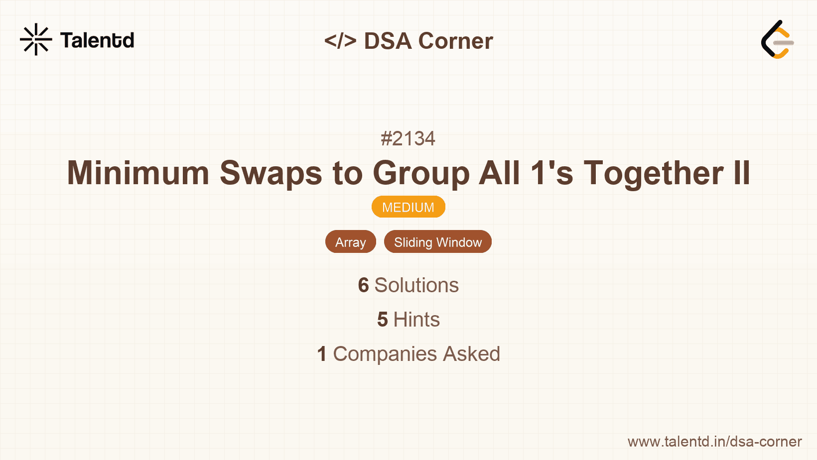 Problem visualization for Minimum Swaps to Group All 1's Together II