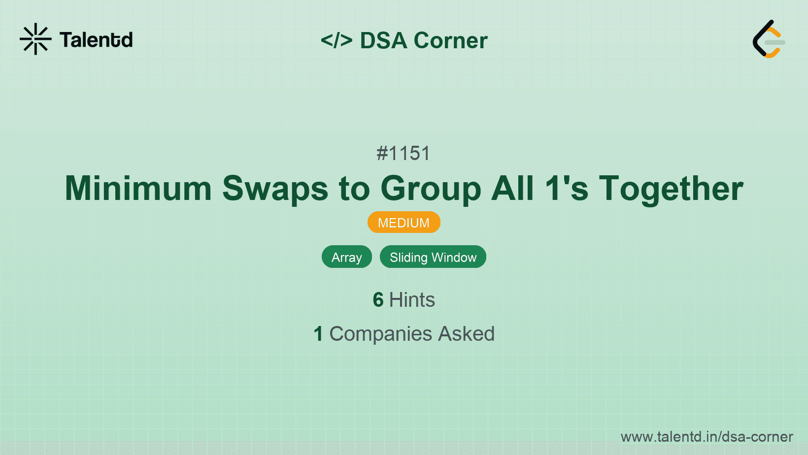 Problem visualization for Minimum Swaps to Group All 1's Together
