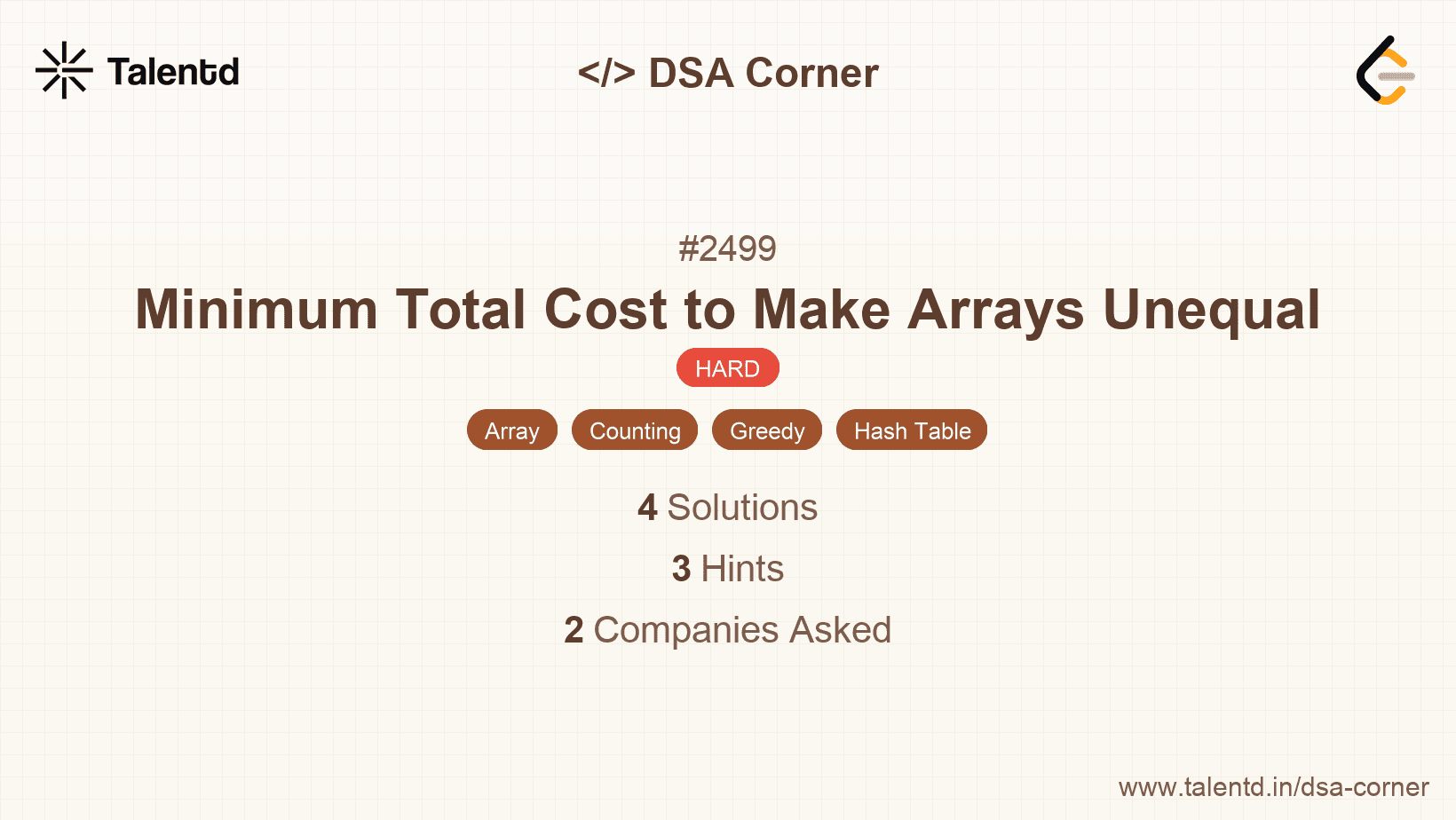 Problem visualization for Minimum Total Cost to Make Arrays Unequal