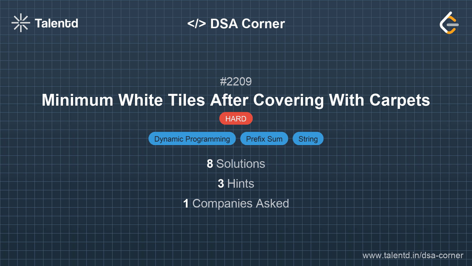 Problem visualization for Minimum White Tiles After Covering With Carpets