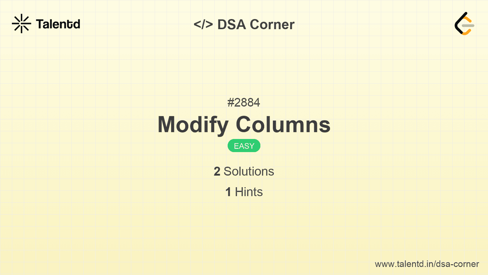 Problem visualization for Modify Columns